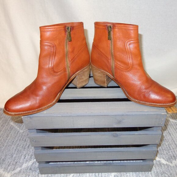 Arturo Chiang Size 9M Masin Orangish Brown Leather Boots - Picture 7 of 16